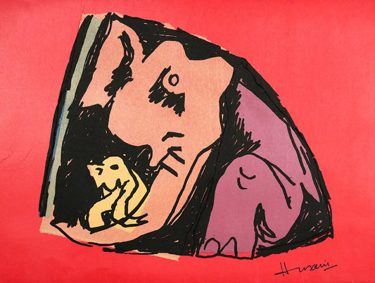 Elephants | After MF Husain | Litho with Chine Collé