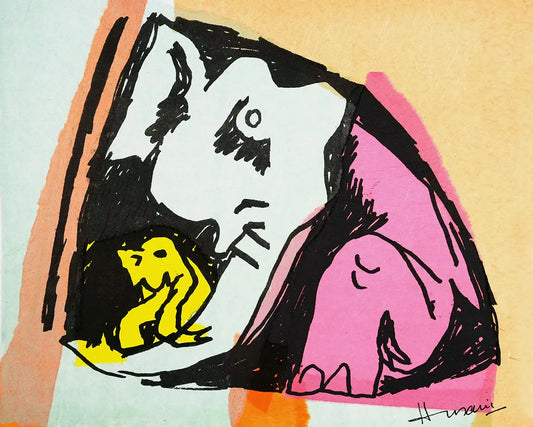 Elephants | After MF Husain | Litho with Chine Collé