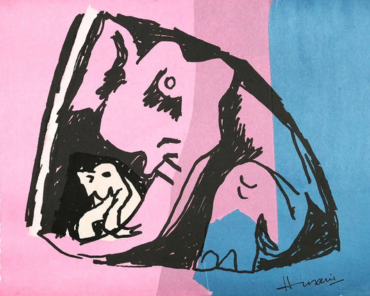 Elephants | After MF Husain | Litho with Chine Collé