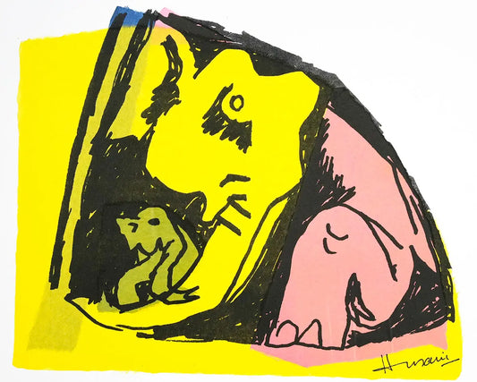 Elephants | After MF Husain | Litho with Chine Collé