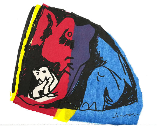 Elephants | After MF Husain | Litho with Chine Collé