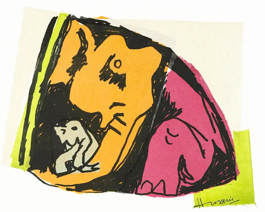 Elephants | After MF Husain | Litho with Chine Collé