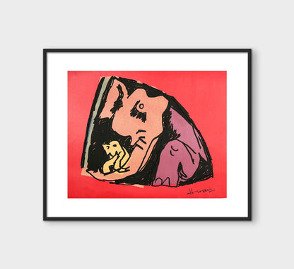 Elephants | After MF Husain | Litho with Chine Collé