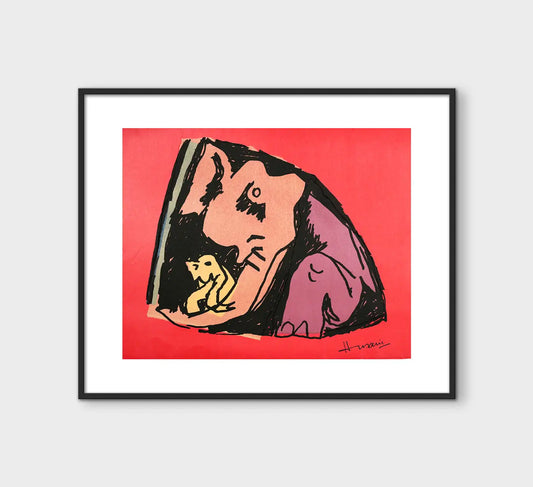 Elephants | After MF Husain | Litho with Chine Collé