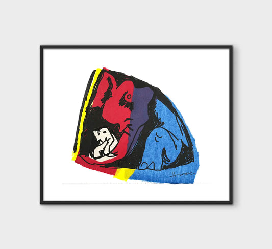 Elephants | After MF Husain | Litho with Chine Collé