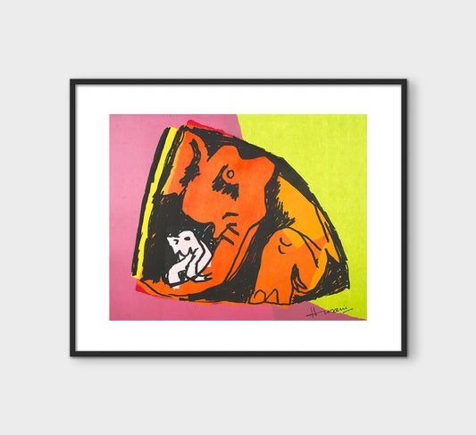 Elephants | After MF Husain | Litho with Chine Collé