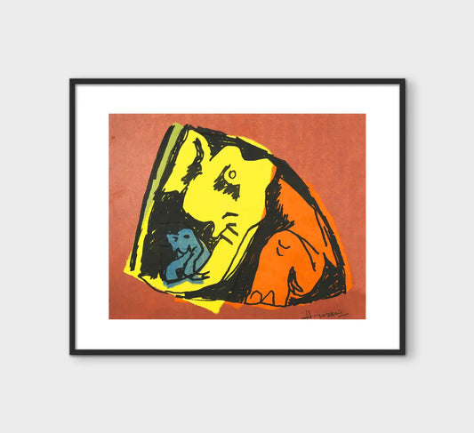 Elephants | After MF Husain | Litho with Chine Collé