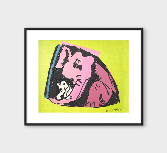 Elephants | After MF Husain | Litho with Chine Collé